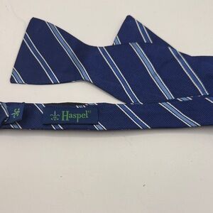 Haspel Mens Silk Bow Tie Blue Striped Mens Tie